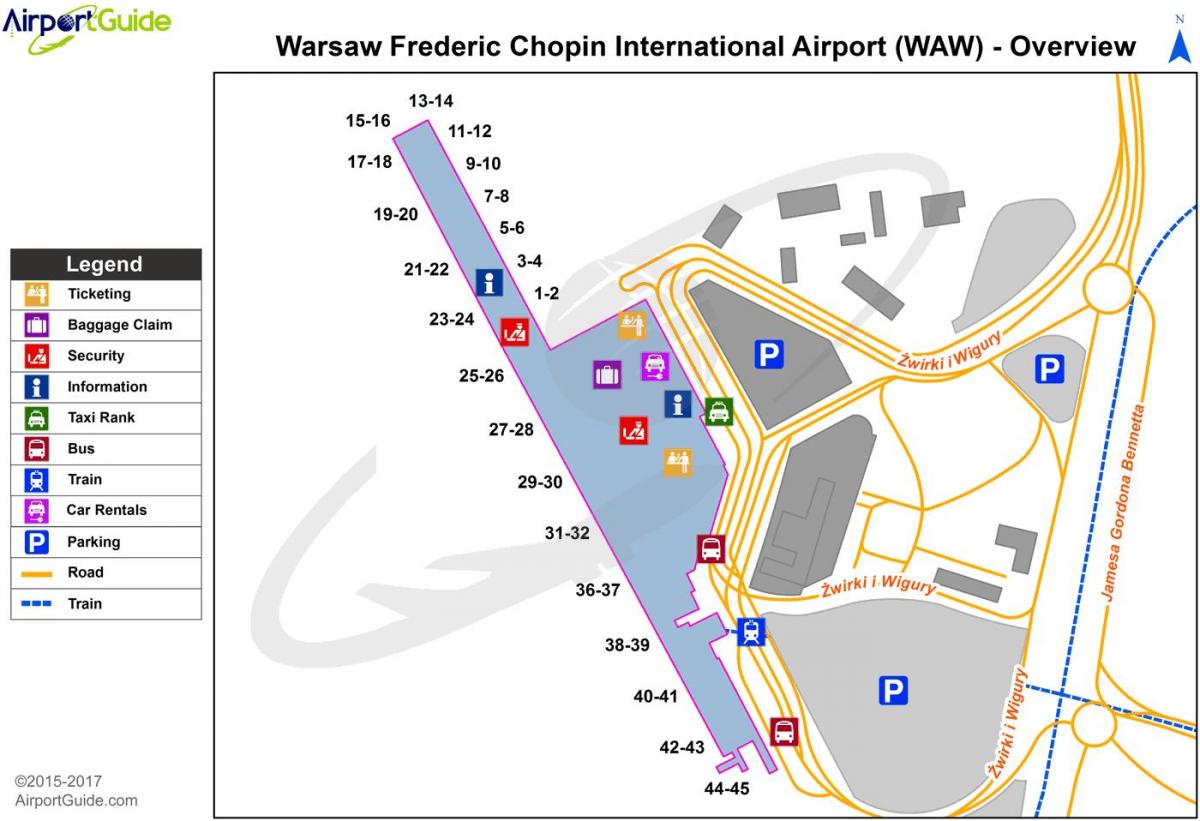 Warsaw frederic chopin terbang peta