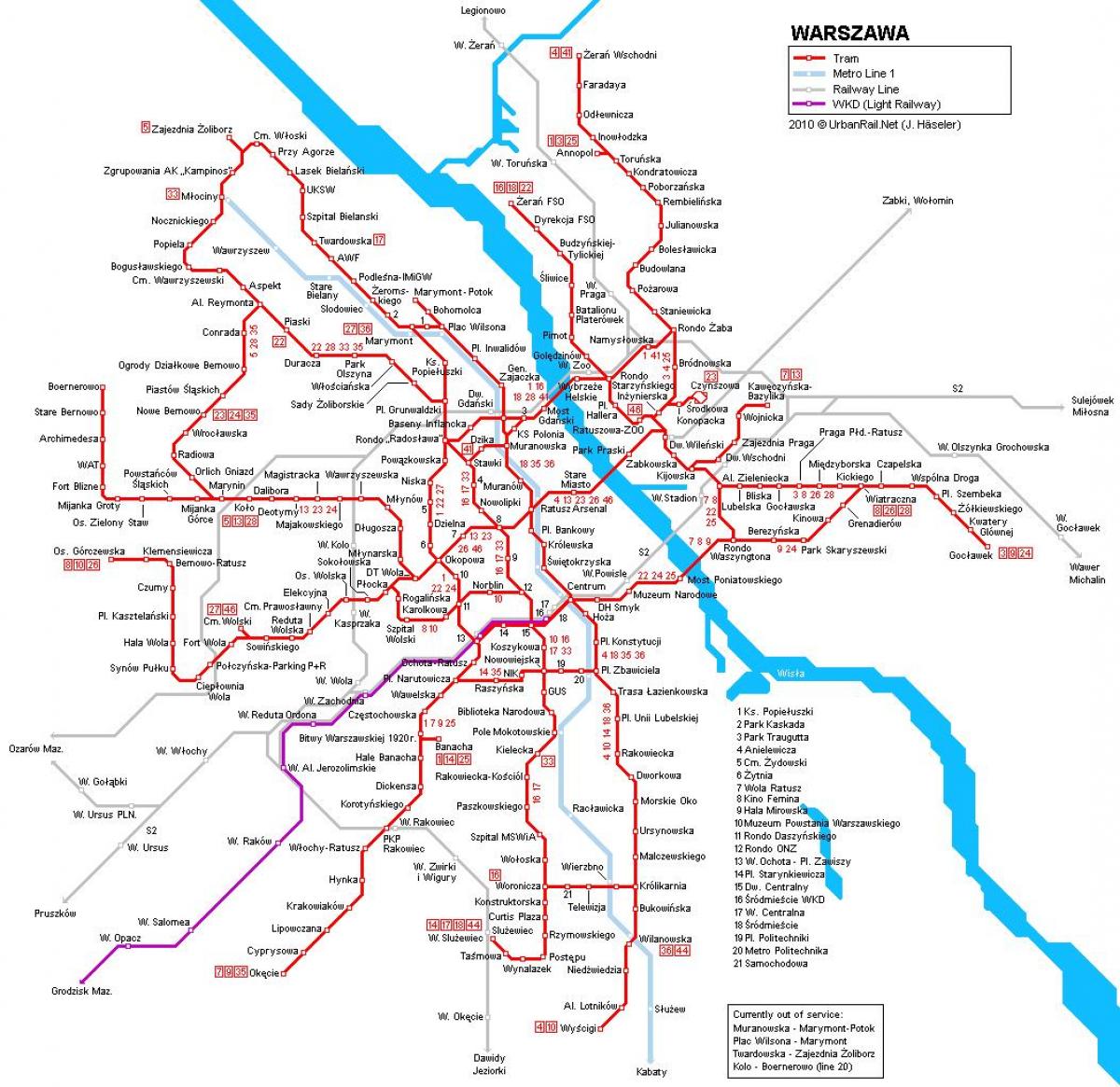 Warsaw peta kereta api